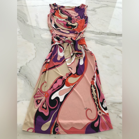 EMILIO PUCCI ORANGE MULTI BELTED DRESS MODEL 11RL95 SIZE IT 42 / US 8 NWOTS! - Picture 6 of 16